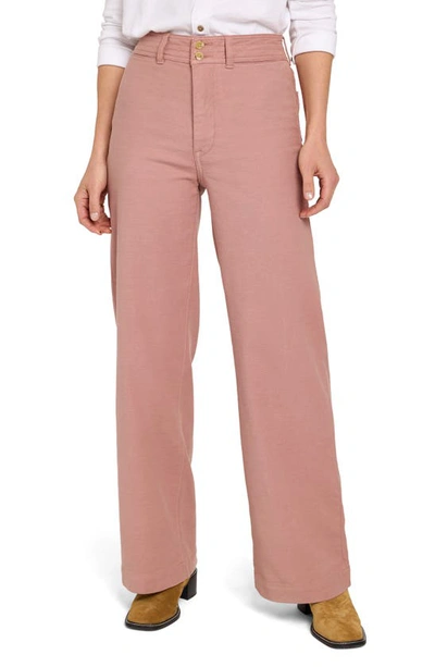 Faherty Harbor Stretch Terry Wide Leg Pants In Wood Rose