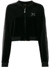 Juicy Couture Swarovski Embellished Velour Crop Jacket In Black