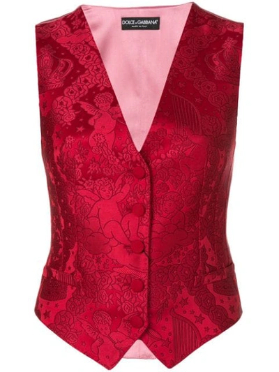 Dolce & Gabbana Brocade Waistcoat - Red