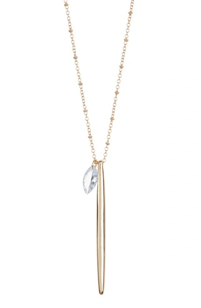 Nine West Crystal Bar Pendant Necklace In Gold