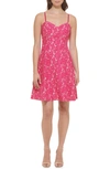 Guess Womens Sweetheart Neck Nude Lining Fit & Flare Dress In Pink