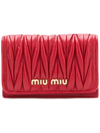 Miu Miu Matelassé Card Holder In Red