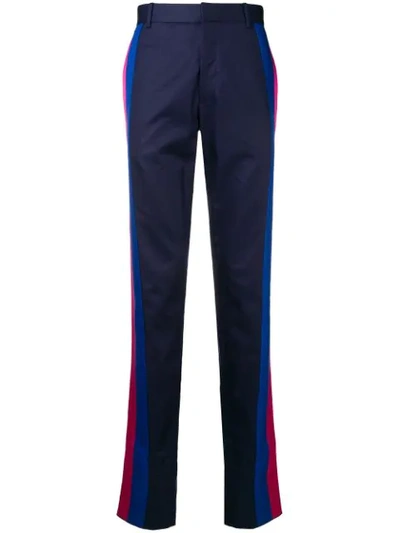 Alexander Mcqueen Striped Panel Trousers In Blue