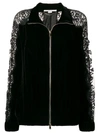 Stella Mccartney Lace Panel Velvet Bomber Jacket - Black