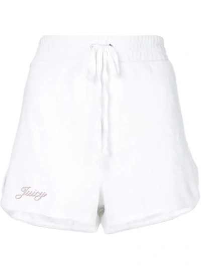 Juicy Couture Swarovski Personalisable Velour Shorts In White