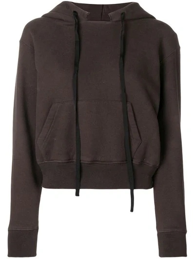 Ben Taverniti Unravel Project Cropped Hoodie In Brown