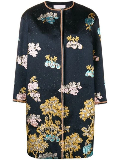 Peter Pilotto Floral Embroidered Coat In Blue