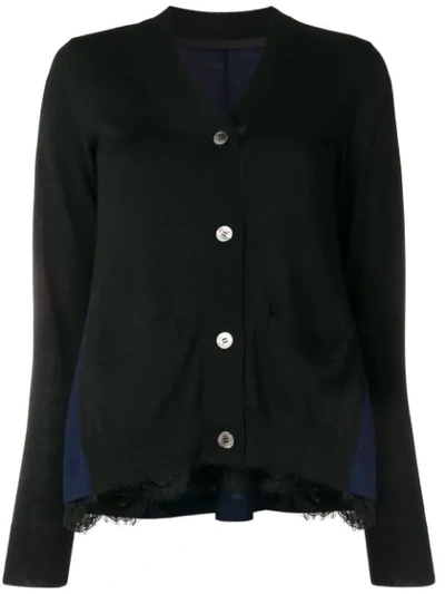 Sacai Lace Hem Cardigan - Black