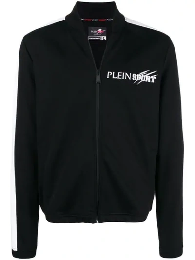 Plein Sport Logo Zipped Jacket In Black