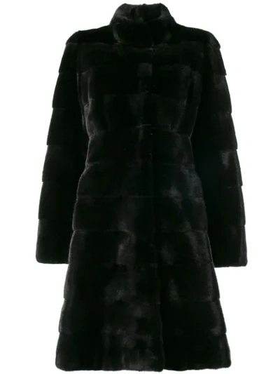 Liska Fur Mid-length Coat In Black
