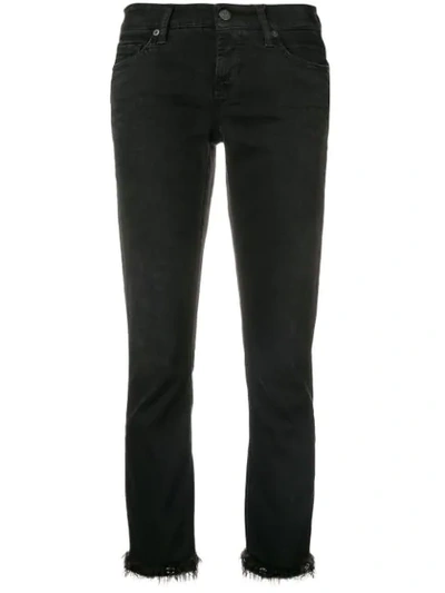 Cambio Feather Hem Slim In Black