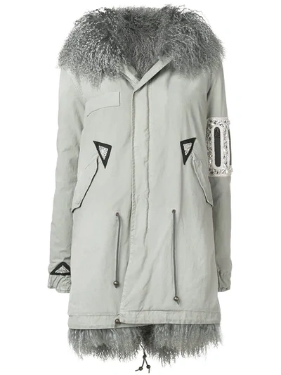 Mr & Mrs Italy Trimmed Hooded Parka In Grey