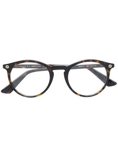 Gucci Round Shaped Glasses In Brown