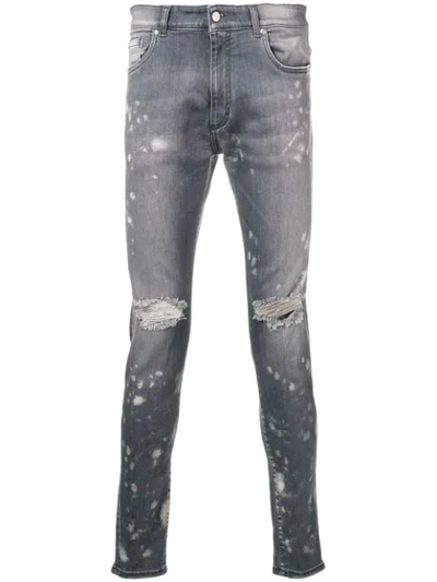 Represent Distressed Skinny Jeans In Grey