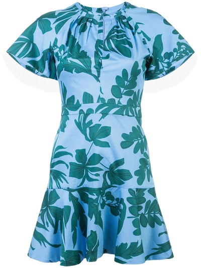 Alexis Tropical Print Dress In Blue
