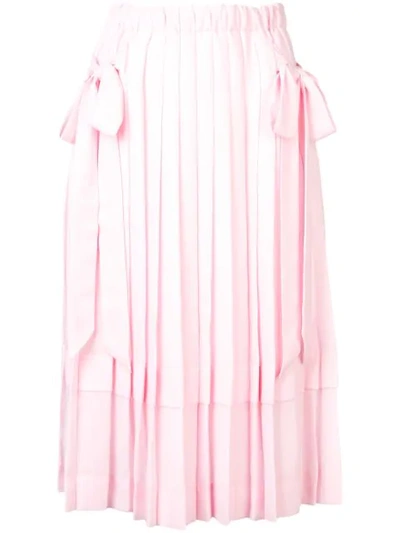 Simone Rocha Pleated Skirt With Bows In Pink
