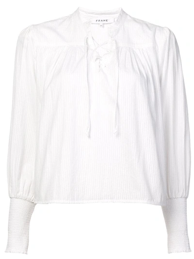Frame Lace-up Front Blouse - White