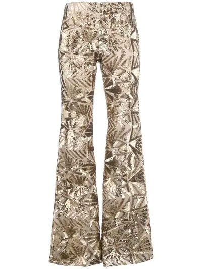 P.a.r.o.s.h Sequin Embellished Flared Trousers In Metallic