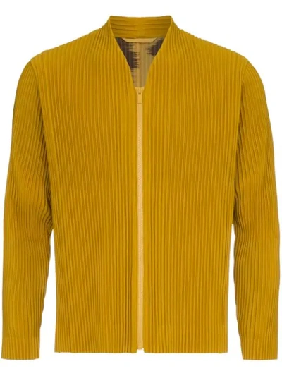 Issey Miyake Homme Plissé  Yellow Plissé Front Zipped Jacket