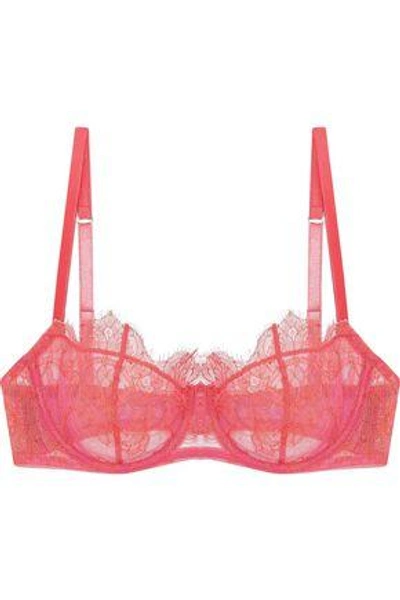 Id Sarrieri Woman Corded Lace And Tulle Underwired Balconette Bra Coral