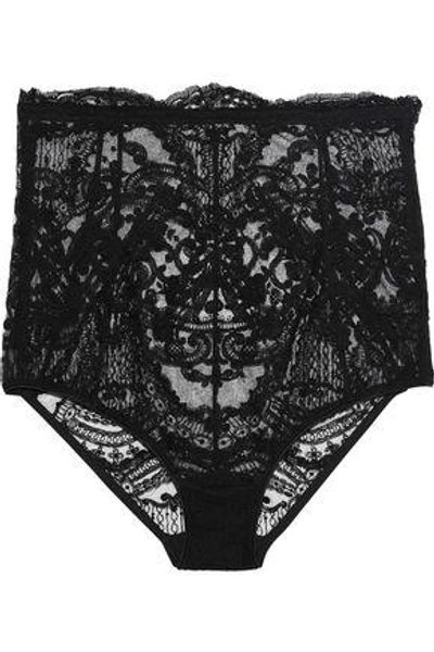 Id Sarrieri Woman Satin-trimmed Embroidered Tulle High-rise Briefs Black