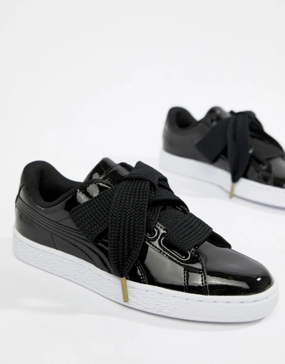 Puma Basket Heart Patent Sneaker In Black