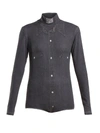 Vetements Denim Shirt-print High-neck Bodysuit In Dark Grey