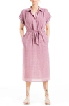 Max Studio Floral Short Sleeve Shirtdress In Pink