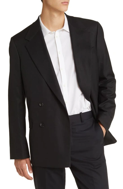Topman Double Breasted Suit Jacket In Black