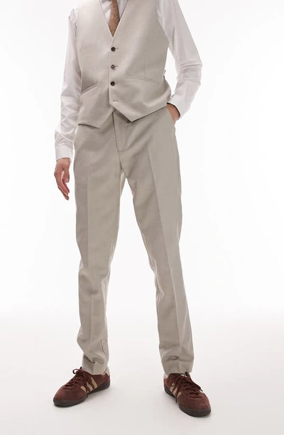 Topman wide leg linen mix pants in light blue