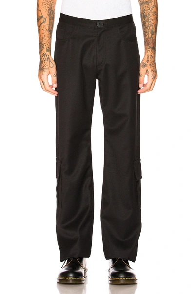 Wales Bonner Cargo Wool Trousers In Black