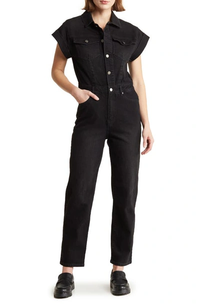 Habitual Denim Jumpsuit In Washed Black
