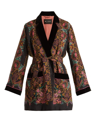 Etro Jade Paisley-print Kimono-style Jacket In Black