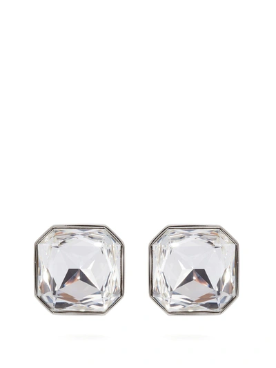 Saint Laurent Smoking Crystal-embellished Clip-on Earrings In Metallic