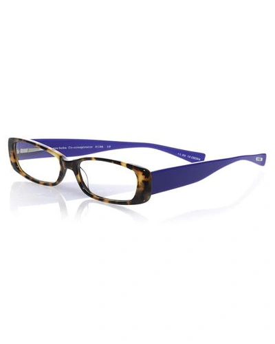 Eyebobs Co-conspirator Rectangular Two-tone Readers, Tokyo Tortoise/violet In Tokyo Tort/violet