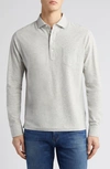 Peter Millar Crown Crafted Croxley Long Sleeve Polo In Brit Grey