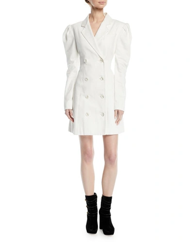 Maggie Marilyn Leap Of Faith Puff-sleeve Cotton Blazer Dress In White
