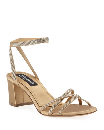 Pedro Garcia Xafira Embellished Satin Block-heel Sandal