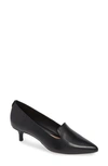 Taryn Rose Nadia Leather Kitten-heel Arch-support Pumps In Black Leather