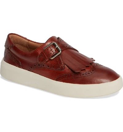 Frye Brea Leather Wing-tip Kiltie Skate Sneakers In Red Clay Leather