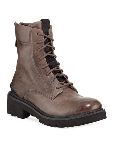 Frye Allison Leather Combat Boots In Cement