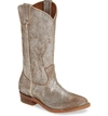 Frye Billy Metallic Western Boots In Silver Leather