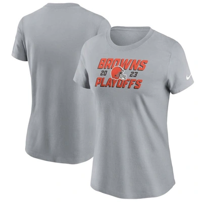 Nike Gray Cleveland Browns 2023 Nfl Playoffs Iconic T-shirt