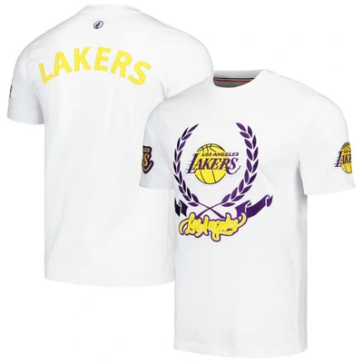 Fisll Unisex  White Los Angeles Lakers Heritage Crest T-shirt