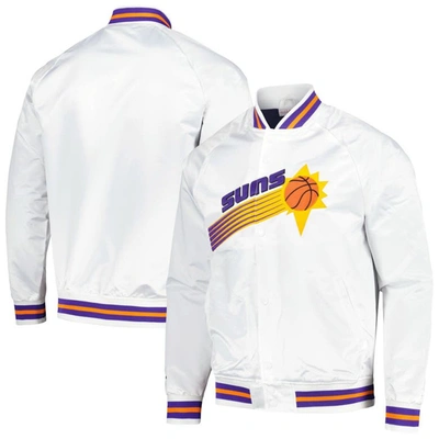 Mitchell & Ness Men's  White Phoenix Suns Hardwood Classics Throwback Wordmark Raglan Full-snap Jacke