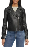 Levi's Shrunken Faux Leather Moto Jacket In Black