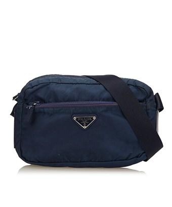 prada nylon crossbody bag blue