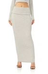 Afrm Esin Foldover Jersey Maxi Skirt In Heather Grey