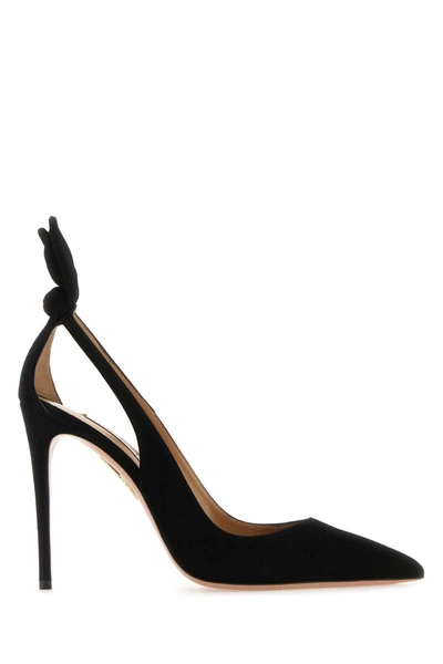 Aquazzura Womens Black Deneuve Suede Heeled Pumps