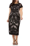 Js Collections Two Tone Soutache Embroidered Midi Dress In Black/ Vanilla